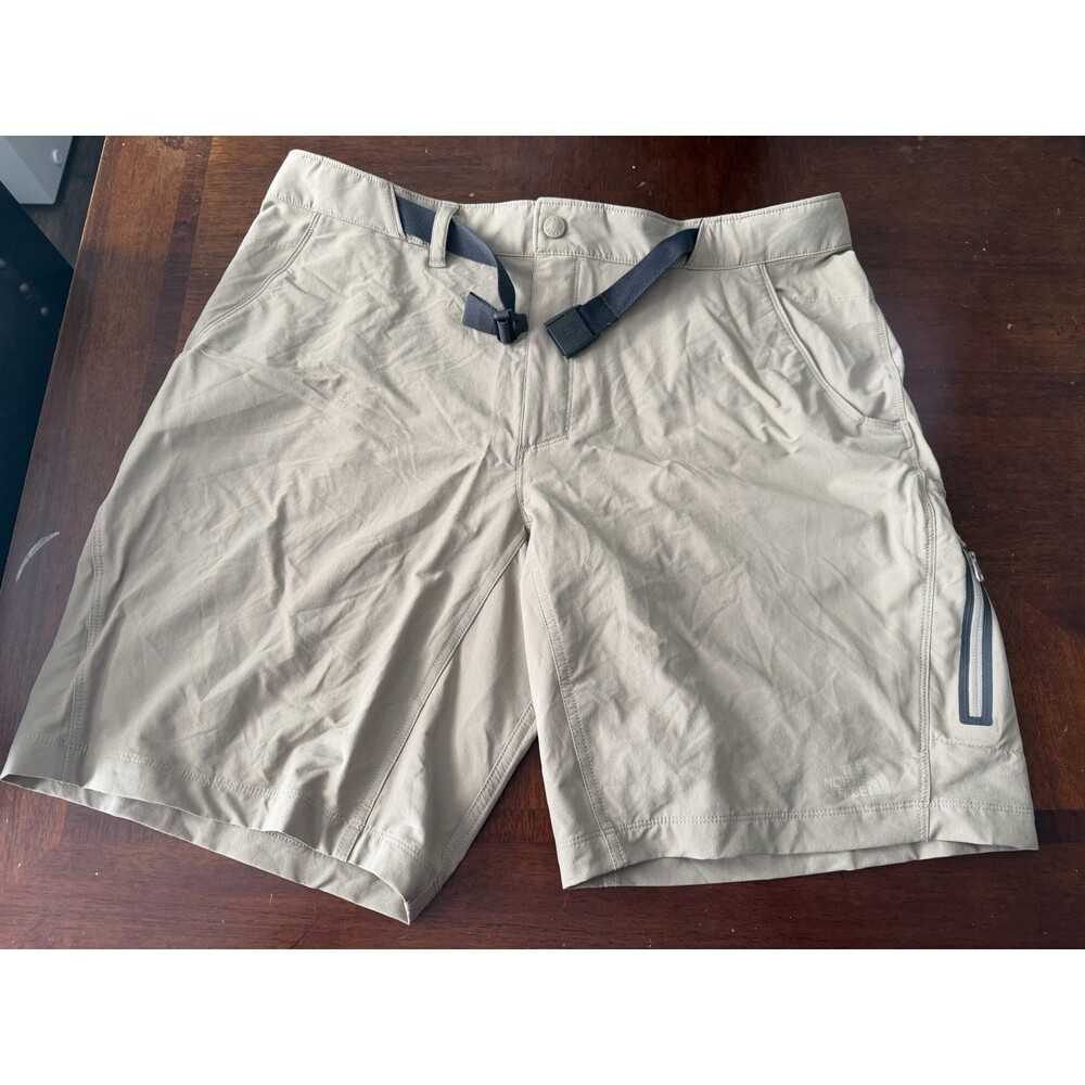 The North Face Outbound Shorts Mens 40 Beige Belted Hiking Stretch UPF 50